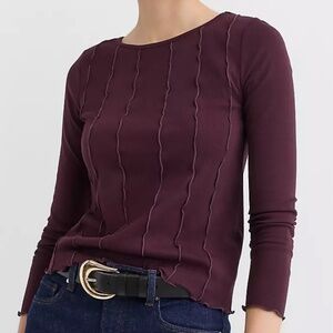 NWT Loft Ruffle Trimmed Ribbed Tee (Size XS)